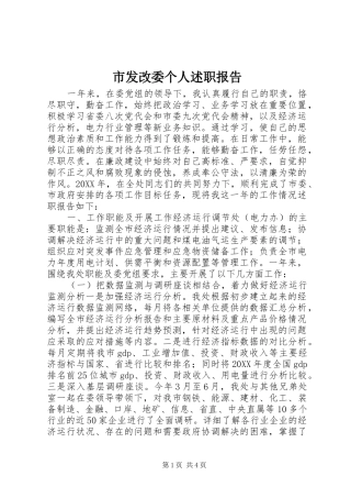 2024年市发改委个人述职报告