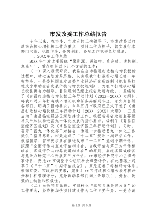 2024年市发改委工作总结报告
