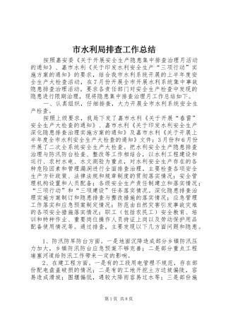 2024年市水利局排查工作总结