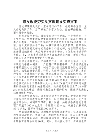 2024年市发改委夯实党支部建设实施方案