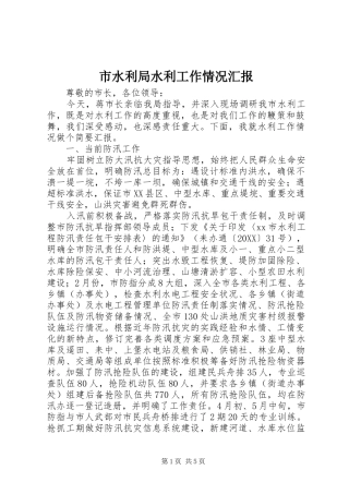 2024年市水利局水利工作情况汇报
