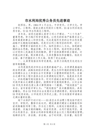 2024年市水利局优秀公务员先进事迹