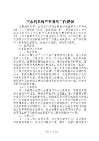 2024年市水利系统五五普法工作规划