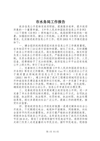 2024年市水务局工作报告