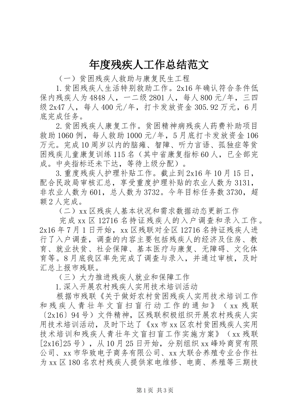 2024年年度残疾人工作总结范文_第1页