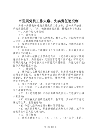 2024年市发展党员工作失察失实责任追究制