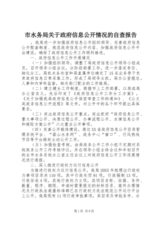 2024年市水务局关于政府信息公开情况的自查报告