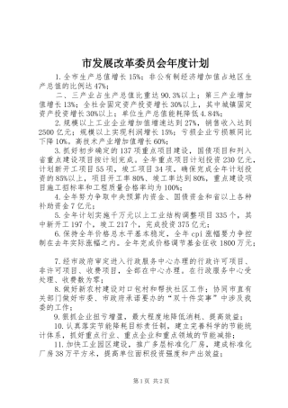 2024年市发展改革委员会年度计划