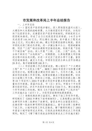 2024年市发展和改革局上半年总结报告