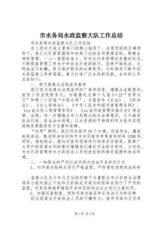 2024年市水务局水政监察大队工作总结