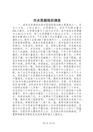 2024年市水资源现状调查