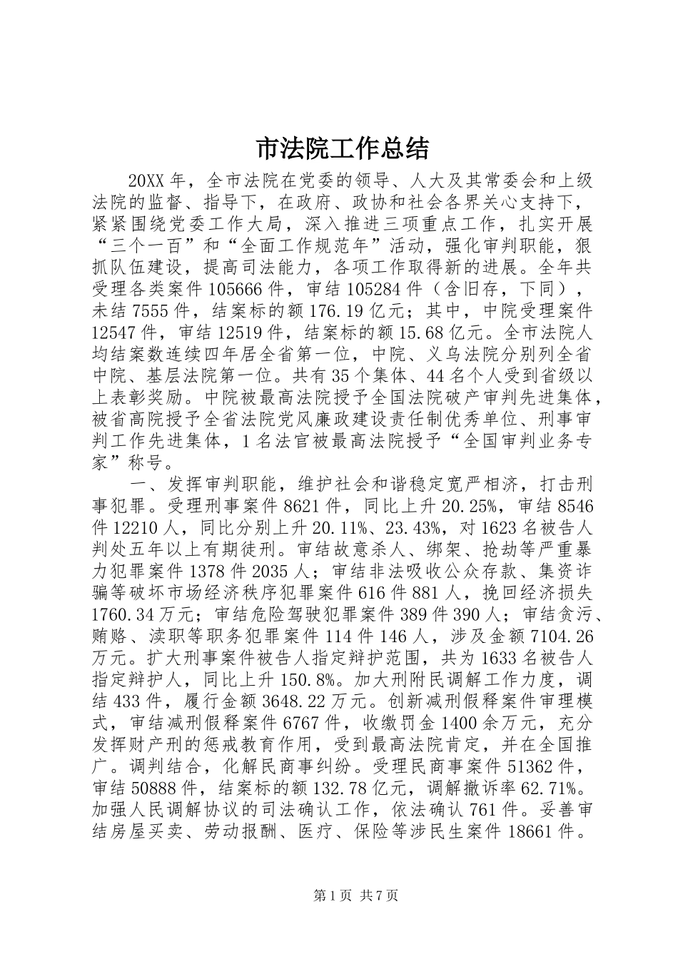 2024年市法院工作总结_第1页