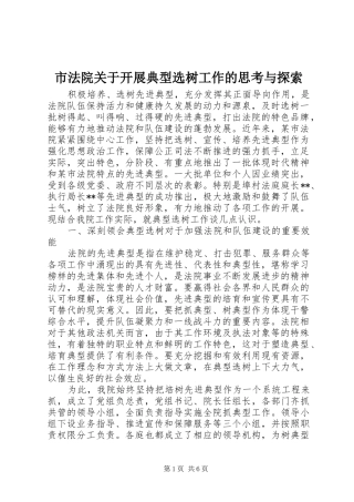 2024年市法院关于开展典型选树工作的思考与探索