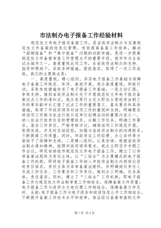 2024年市法制办电子报备工作经验材料