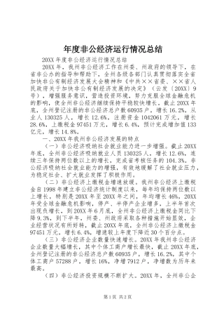 2024年年度非公经济运行情况总结