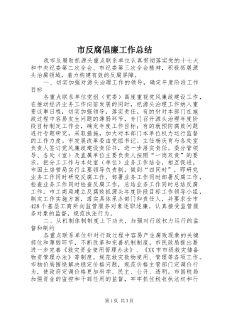 2024年市反腐倡廉工作总结