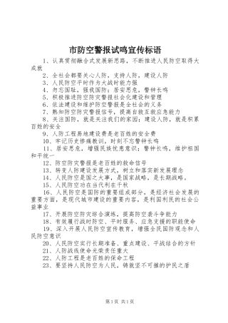 2024年市防空警报试鸣宣传标语