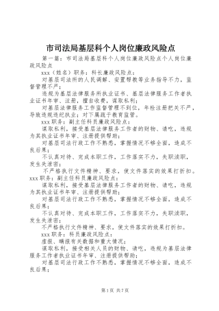 2024年市司法局基层科个人岗位廉政风险点