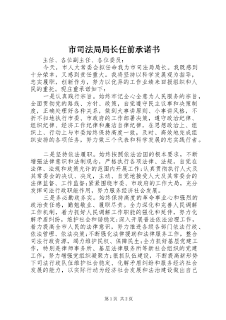 2024年市司法局局长任前承诺书