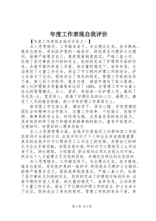 2024年年度工作表现自我评价