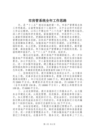 2024年市房管系统全年工作思路
