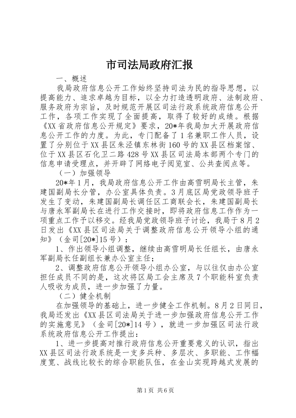 2024年市司法局政府汇报_第1页