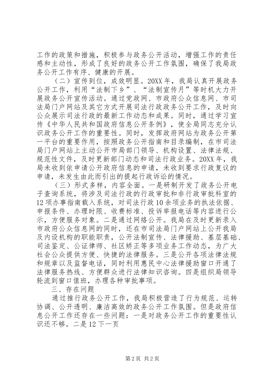 2024年市司法局政务公开工作总结及工作打算_第2页