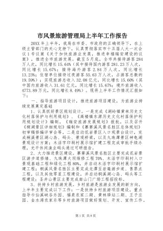2024年市风景旅游管理局上半年工作报告