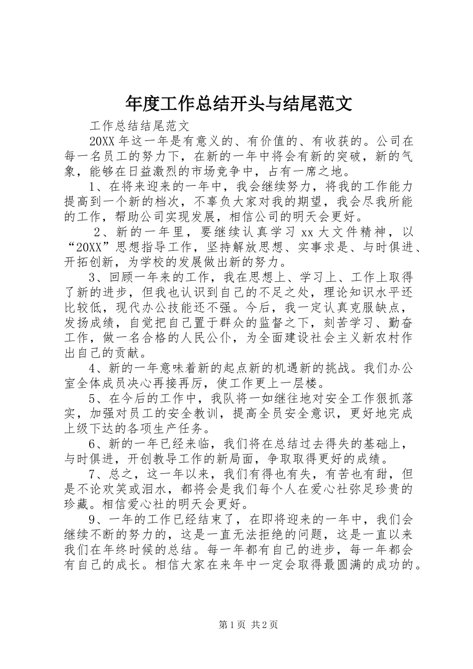 2024年年度工作总结开头与结尾范文_第1页