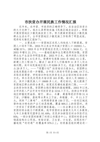 2024年市扶贫办开展民族工作情况汇报