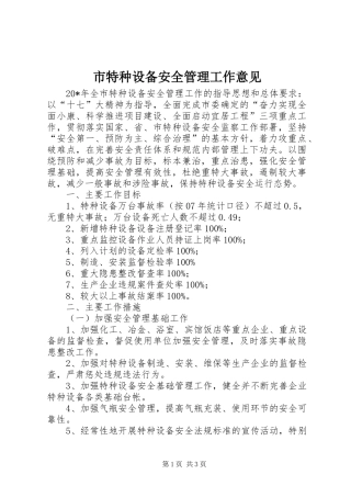 2024年市特种设备安全管理工作意见