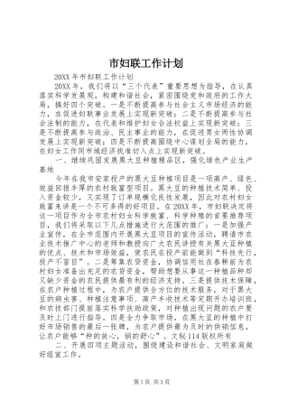 2024年市妇联工作计划