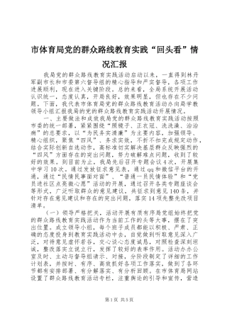 2024年市体育局党的群众路线教育实践回头看情况汇报