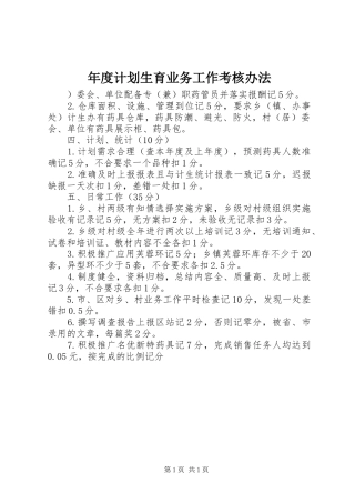 2024年年度计划生育业务工作考核办法