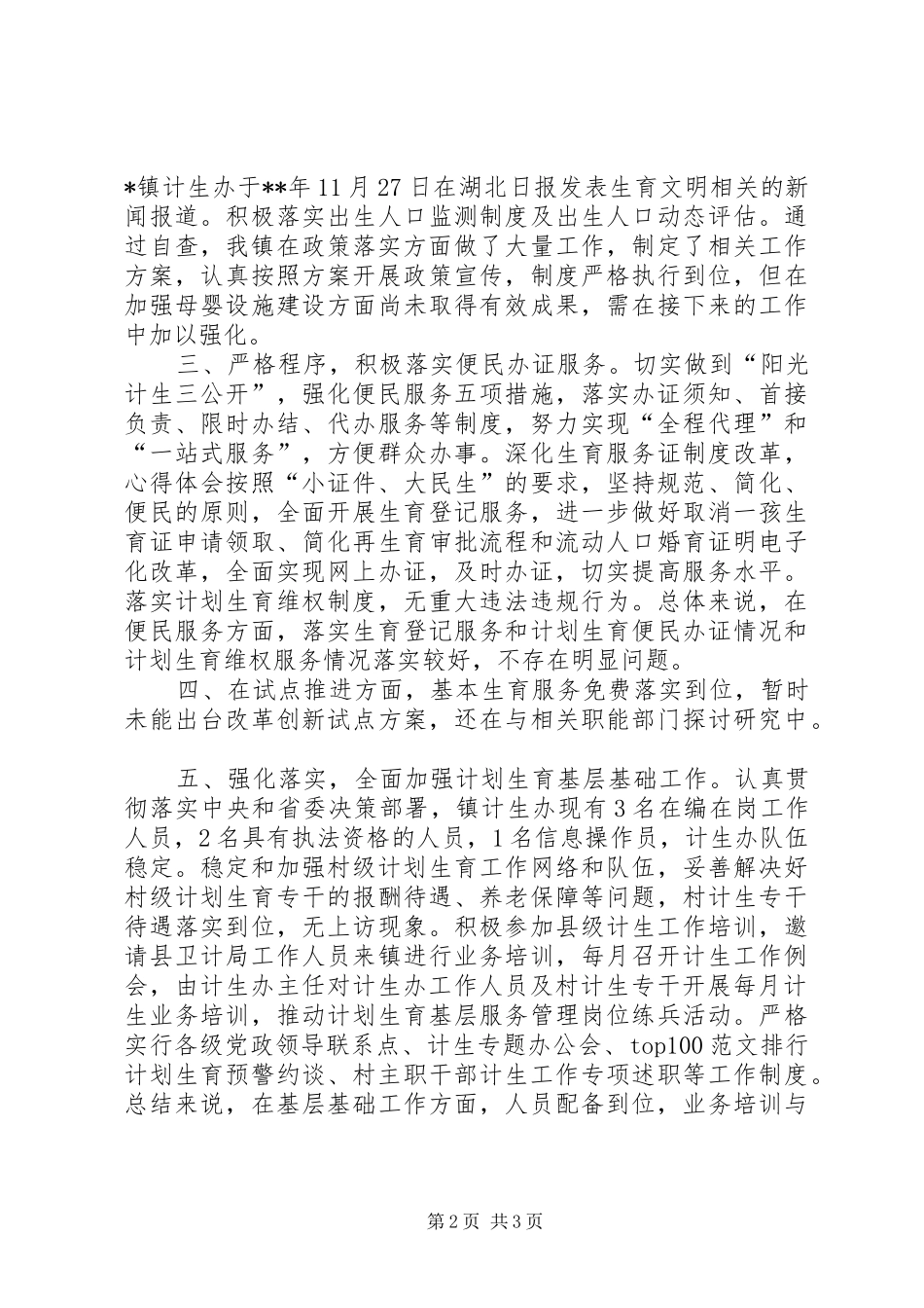 2024年年度计划生育转型发展专项整治工作自查报告范文_第2页