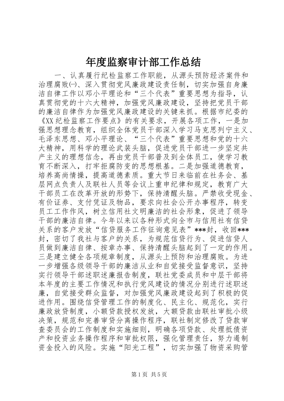 2024年年度监察审计部工作总结_第1页