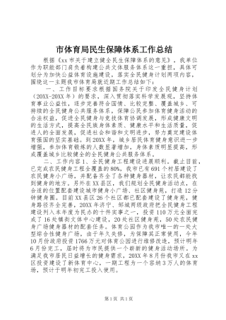 2024年市体育局民生保障体系工作总结