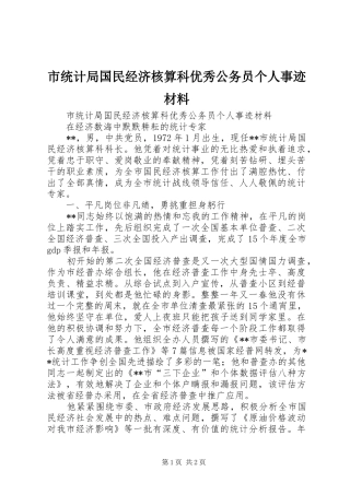 2024年市统计局国民经济核算科优秀公务员个人事迹材料