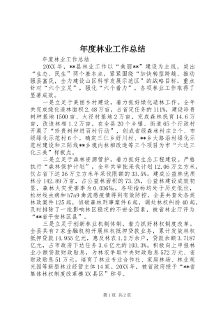 2024年年度林业工作总结