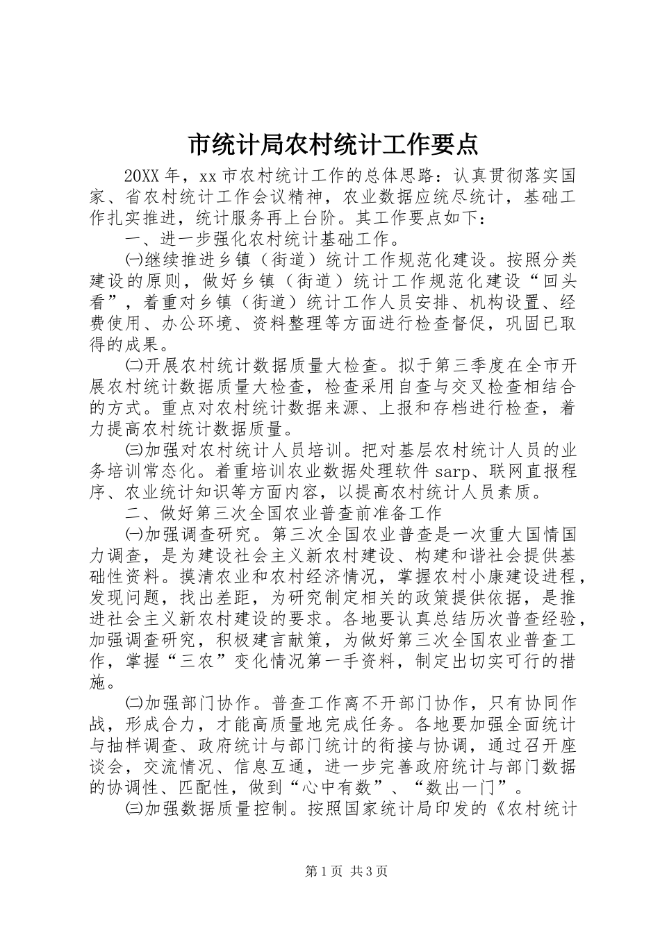 2024年市统计局农村统计工作要点_第1页