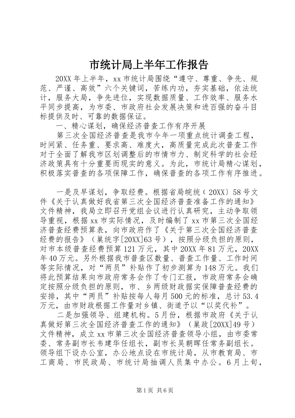 2024年市统计局上半年工作报告_第1页