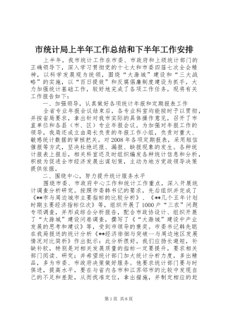 2024年市统计局上半年工作总结和下半年工作安排