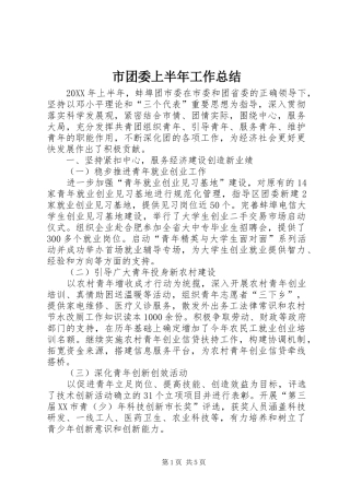 2024年市团委上半年工作总结