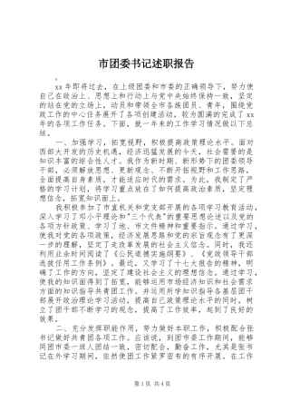 2024年市团委书记述职报告