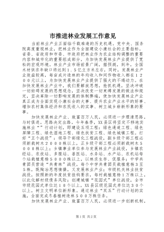 2024年市推进林业发展工作意见