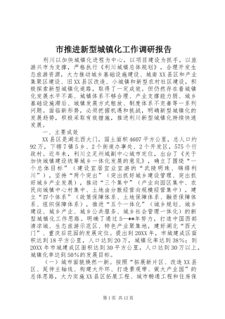 2024年市推进新型城镇化工作调研报告