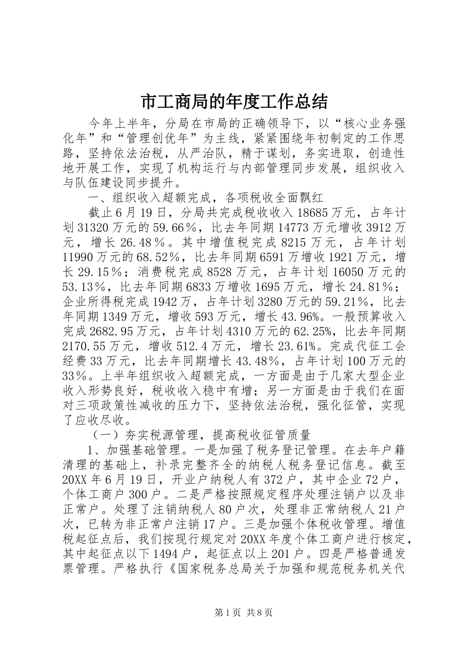 2024年市工商局的年度工作总结_第1页