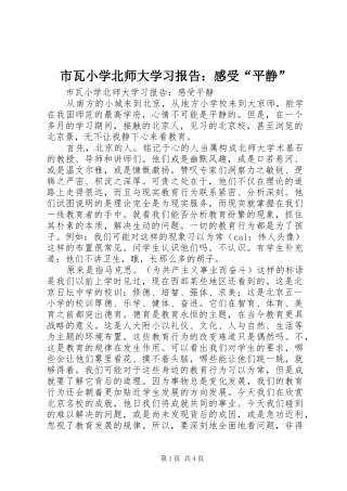 2024年市瓦小学北师大学习报告感受平静