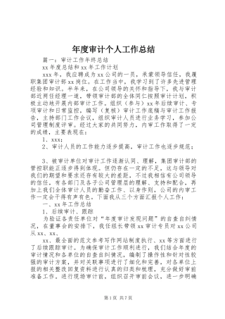 2024年年度审计个人工作总结