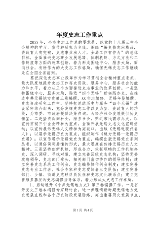 2024年年度史志工作重点